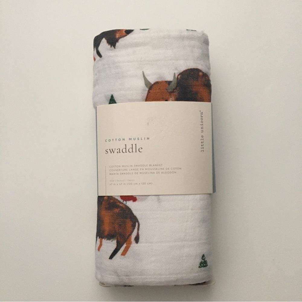 Cotton Muslin Baby Blanket Multi-use Animal Print Bulls NEW | Little Unicorn